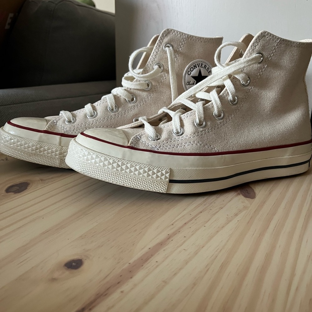 Converse Cream High-Top 70 Sneakers with Red Stripe